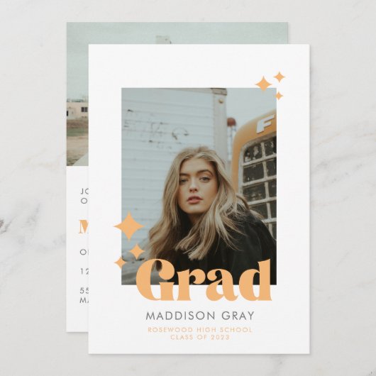 卒業モダン発表オープンハウス招待状 招待状 (正面/裏面)