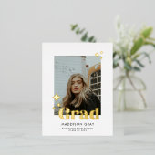 卒業モダン発表オープンハウス招待状 箔招待状ポストカード (立ち正面)