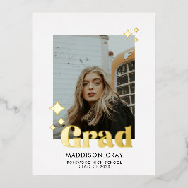 卒業モダン発表オープンハウス招待状 箔招待状ポストカード