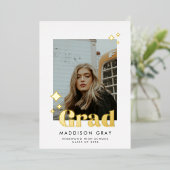 卒業モダン発表オープンハウス招待状 箔招待状 (立ち正面)