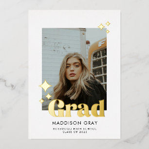 卒業モダン発表オープンハウス招待状 箔招待状