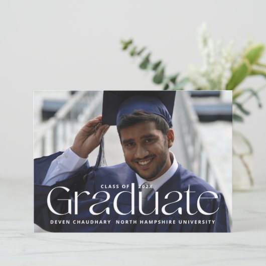 卒業モダン発表カード 招待状 (スタンド正面)