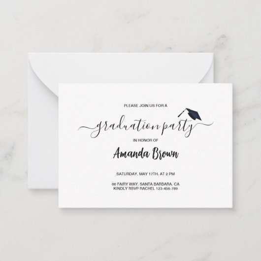 卒業モダン発表パーティの招待状 ノートカード (正面)