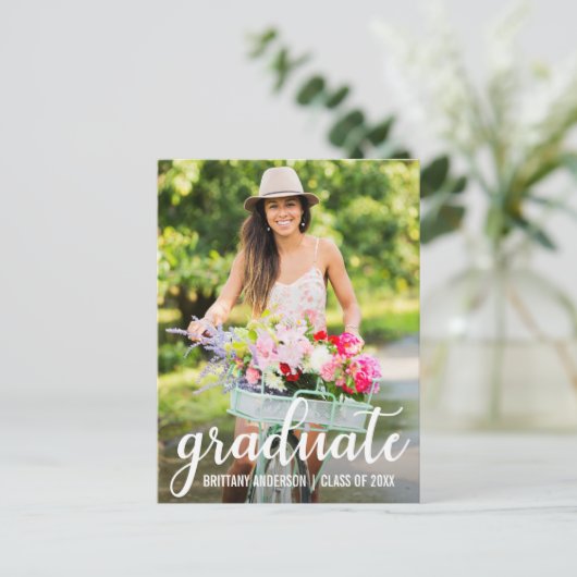 卒業モダン発表写真 案内ポストカード (スタンド正面)