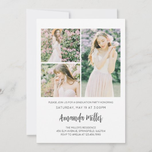 卒業モダン発表招待状 招待状 (正面)