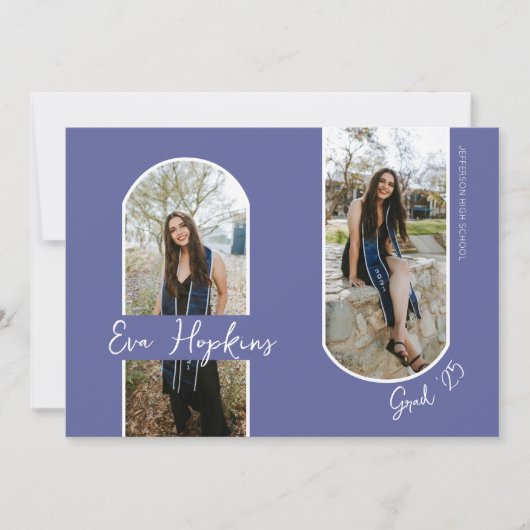 卒業モダン発表2枚 招待状 (正面)