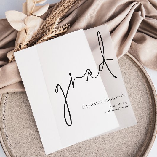 卒業モダン発表 ベラム紙招待状