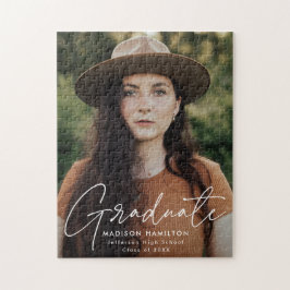 卒業モダン白スクリプト写真卒業 ジグソーパズル