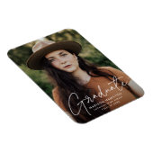 卒業モダン白スクリプト写真卒業 マグネット (右側)