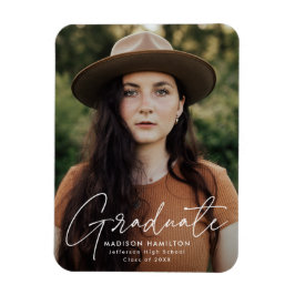 卒業モダン白スクリプト写真卒業 マグネット