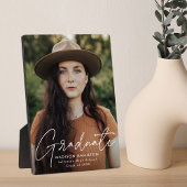 卒業モダン白スクリプト卒業写真 フォトプラーク