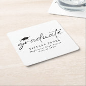 卒業モダン白書科卒業パーティー スクエアペーパーコースター (アングル)