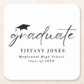 卒業モダン白書科卒業パーティー スクエアペーパーコースター (正面)
