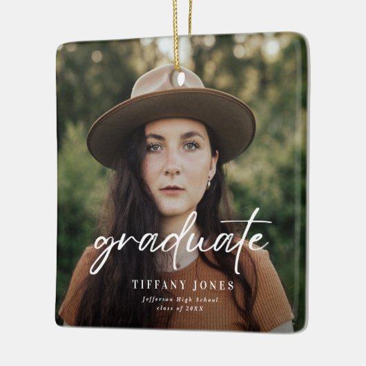 卒業モダン白書4枚の写真卒業 セラミックオーナメント (左)