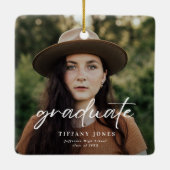 卒業モダン白書4枚の写真卒業 セラミックオーナメント (裏面)