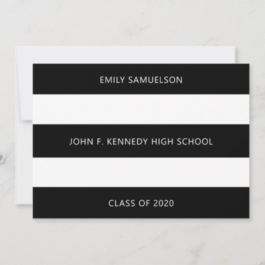 卒業モダン白黒クラス+学校 招待状 (裏面)