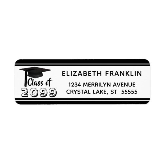 卒業モダン白黒学年 ラベル (正面)