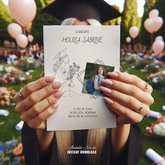 卒業モダン白黒芸術院卒業生 案内状