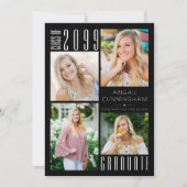 卒業モダン白黒5写真 案内状 (正面)