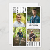 卒業モダン白黒5 Photo Collage 案内状 (正面/裏面)