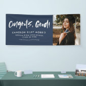 卒業モダン祝いネイビーブルーヤード 横断幕 (トレードショー)