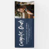 卒業モダン祝いネイビーブルーヤード 横断幕 (縦)