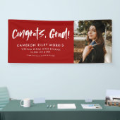 卒業モダン祝い赤い写真 横断幕 (トレードショー)