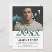 卒業モダン科パーソナライズされたティール（緑がかった色） 招待状 (正面)