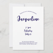 卒業モダン紫色のスクリプトフォトコラージュ 招待状 (裏面)