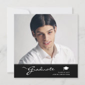 卒業モダン者 |スクリプエレガントトトレンディー1写真 案内状 (正面)