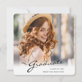 卒業モダン者 |スクリプトエレガントトレンディーの写真 案内状 (正面)