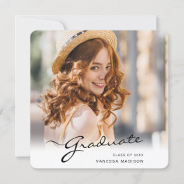 卒業モダン者 |スクリプトエレガントトレンディーの写真 案内状