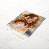 卒業モダン者 |スクリプトエレガントトレンディーフォトカード 箔招待状 (回転した状態)