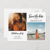 卒業モダン者 | セーブザデート | 写真のスクリプト 案内ポストカード (正面/裏面)