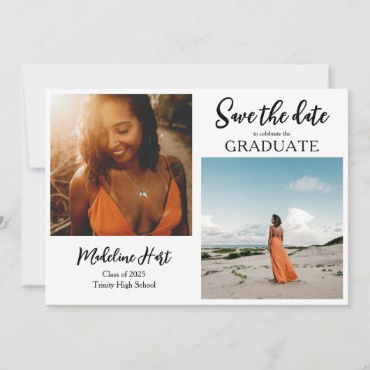 卒業モダン者 | セーブザデート | 写真のスクリプト 案内状 (正面)