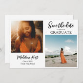 卒業モダン者 | セーブザデート | 写真のスクリプト 案内状 (正面/裏面)
