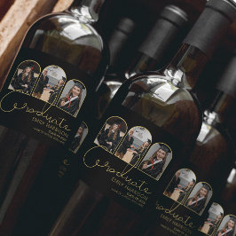 卒業モダン者 | 3アーチ型フォトコラージュ ワインラベル