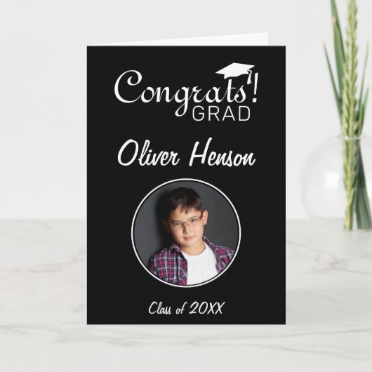 卒業モダン記念写真 カード (正面)