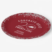 卒業モダン赤スタイリッシュ学年 ペーパープレート (アングル)