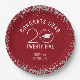 卒業モダン赤スタイリッシュ学年 ペーパープレート
