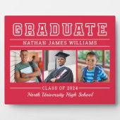 卒業モダン赤3写真卒業 フォトプラーク (正面)