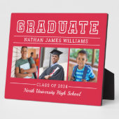 卒業モダン赤3写真卒業 フォトプラーク (側面)