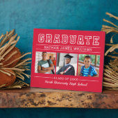 卒業モダン赤3写真卒業 フォトプラーク (側面)