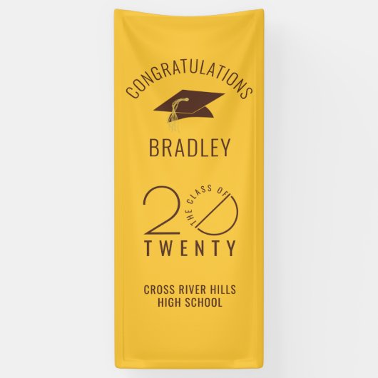 卒業モダン金ゴールドスタイリストの学年 横断幕 (縦)