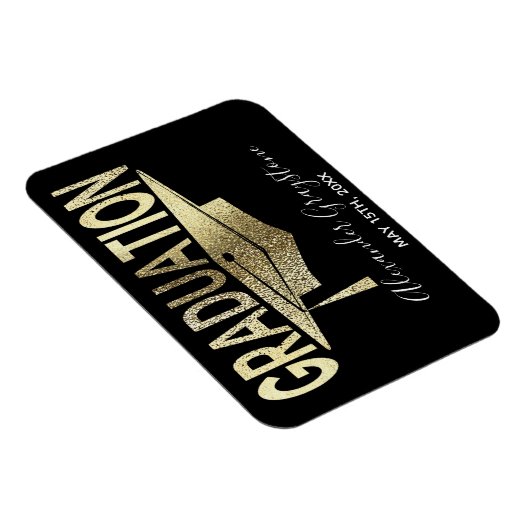 卒業モダン金ゴールドフェイク保存日 マグネット (右側)