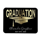 卒業モダン金ゴールドフェイク保存日 マグネット (横)