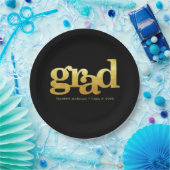 卒業モダン金ゴールドホイルタイポグラフィブラック ペーパープレート (パーティー)