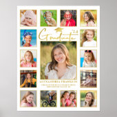 卒業モダン金ゴールド15写真コラージュ ポスター (正面)
