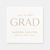 卒業モダン金ゴールド スタンダードカクテルナプキン (正面)