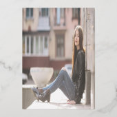 卒業モダン金ゴールド 箔招待状 (裏面)